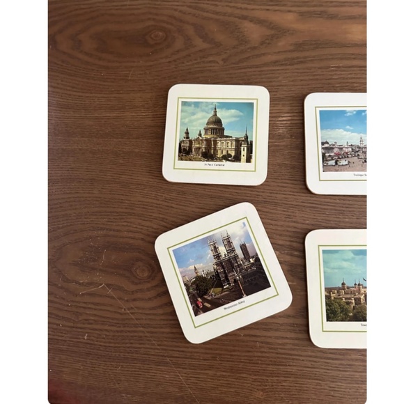 Vintage Set of 6 • Clover Leaf Cork Coaster Box Set • Views of London England • - Picture 3 of 10